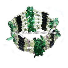 Magnetic Green Glass Chip Bracelet en perles et collier 36 &quot;